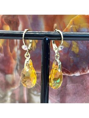 Kirks Folly Autumn Goddess Tears Drill Drop Lever Back Retired Earrings